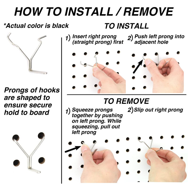 Right Arrange Steel Pegboard Hooks 50-Pack 1" L Hook, Black - Will Not Fall Out, Fits Any Peg Board - Organize Tools, Accessories, Workbench, Garage Storage, Kitchen, Crafts, Jewelry, Retail - Image 4